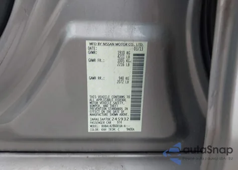 2013 Nissan Altima 2.5 S из США, поврежденный, VIN 1N4AL3AP7DC245932